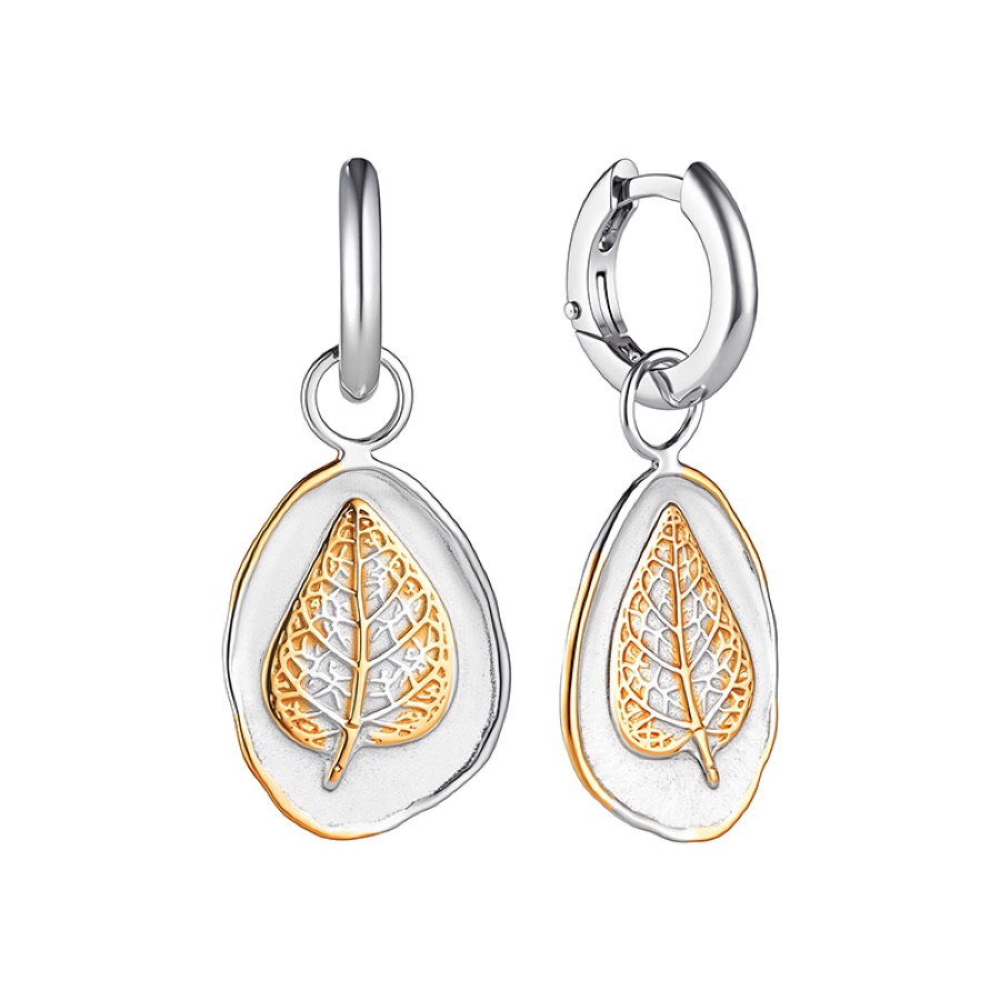 Серьги серебряные женские 925 позолоченные