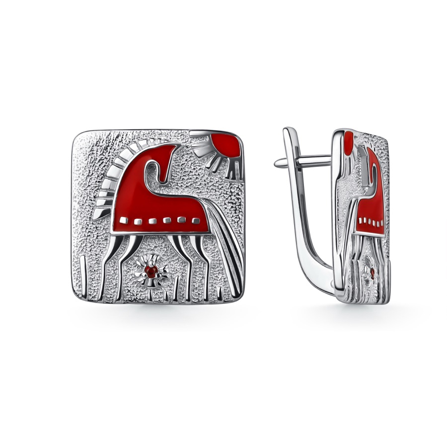 Серьги серебряные женские 925 с эмалью и кристаллами
