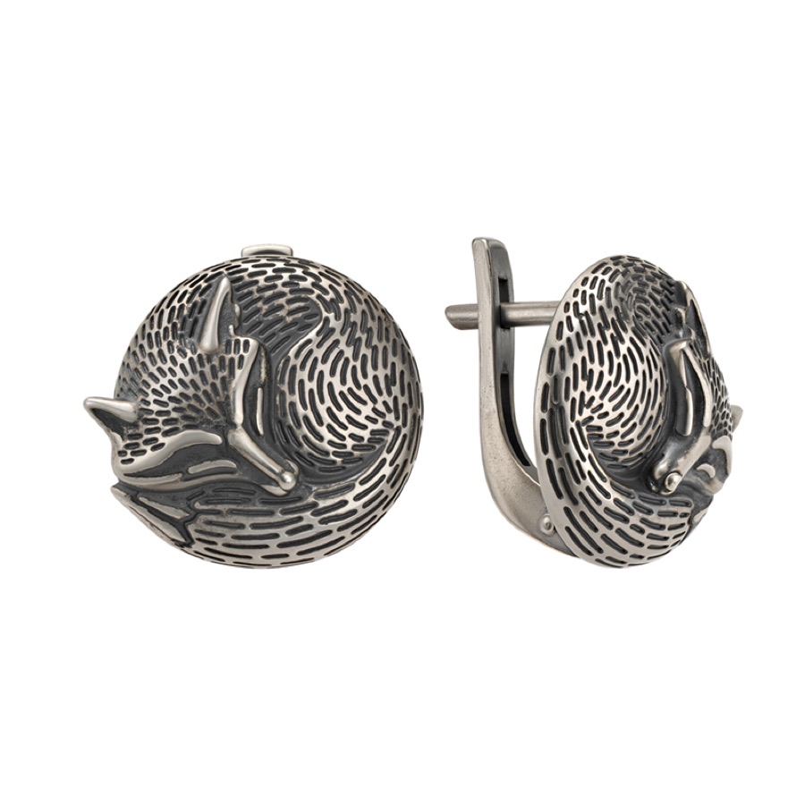 Серьги серебряные женские 925 чернёные