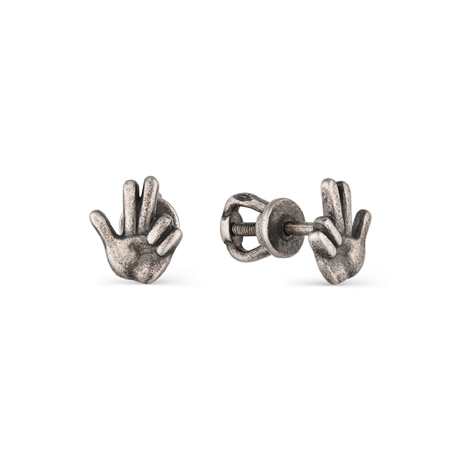Серьги серебряные женские 925 чернёные