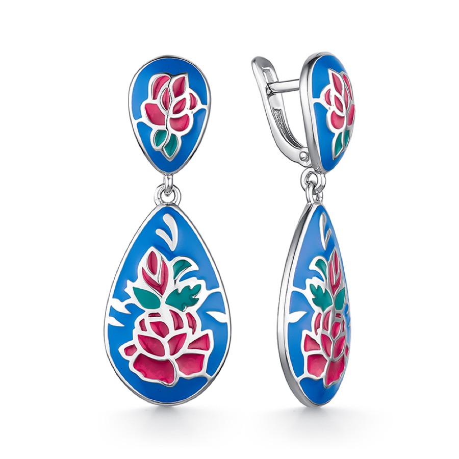 Серьги серебряные женские 925 с эмалью