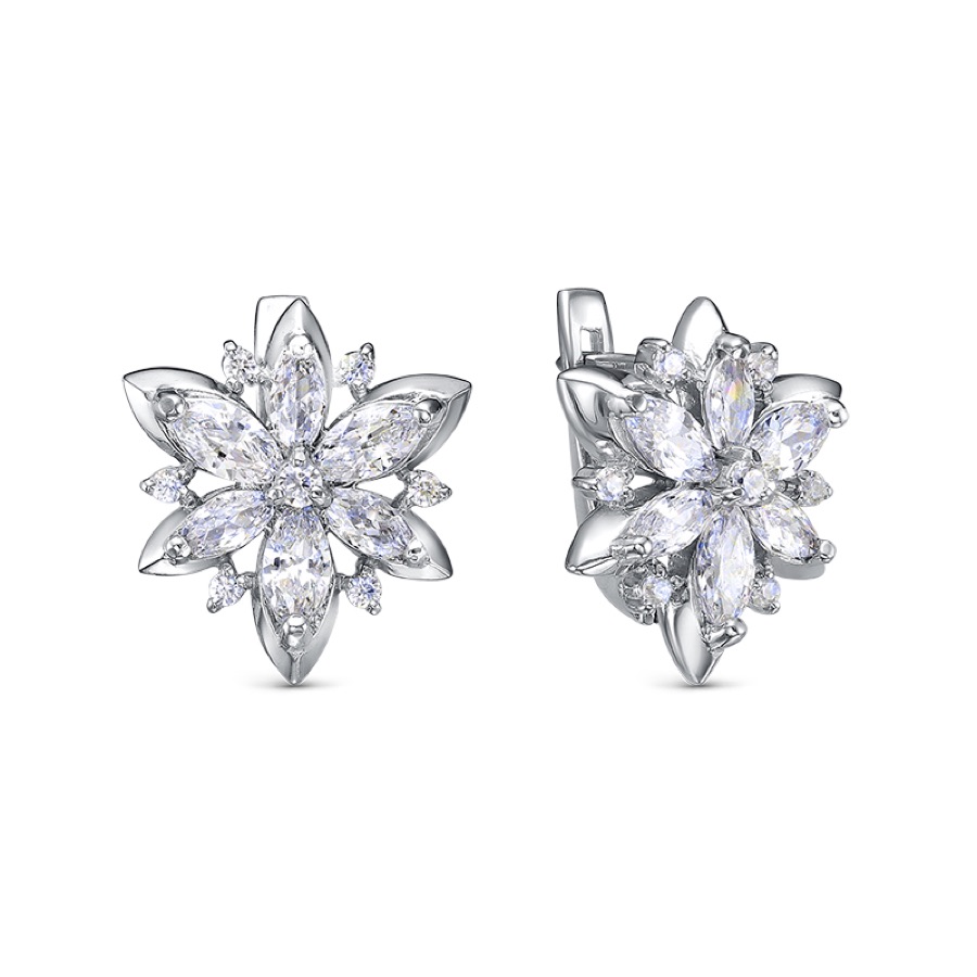 Серьги серебряные женские 925 с фианитами