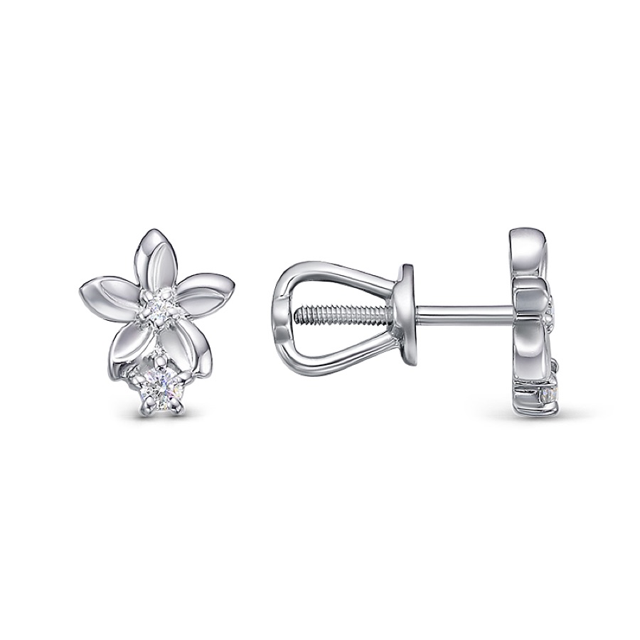 Серьги серебряные женские 925 цветок с фианитами