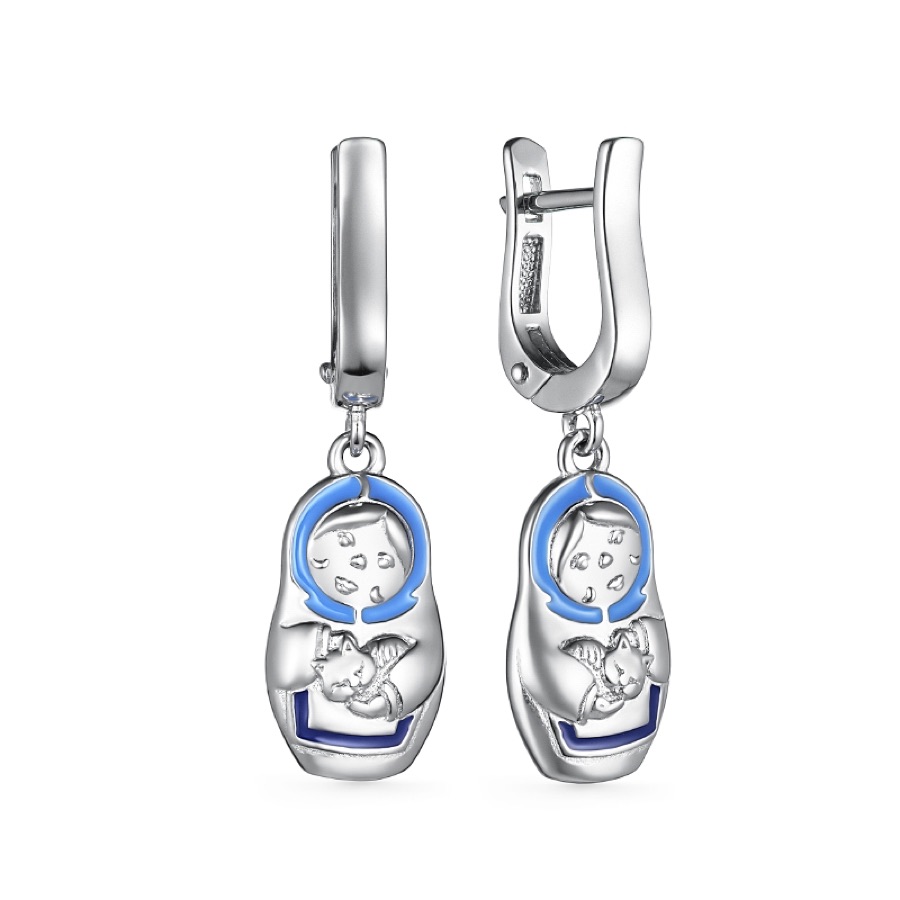 Серьги серебряные женские 925 с эмалью