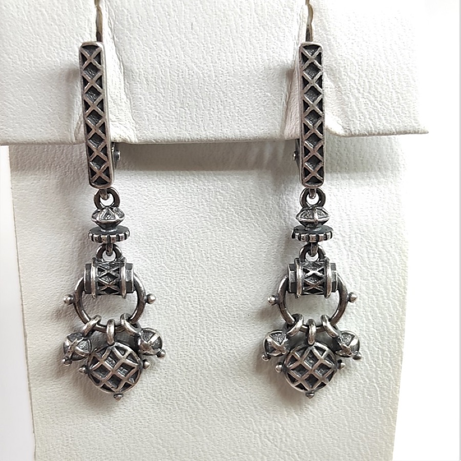 Серьги серебряные женские 925 чернёные
