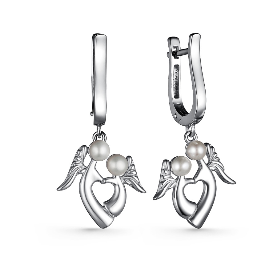 Серьги серебряные женские 925 с жемчугом