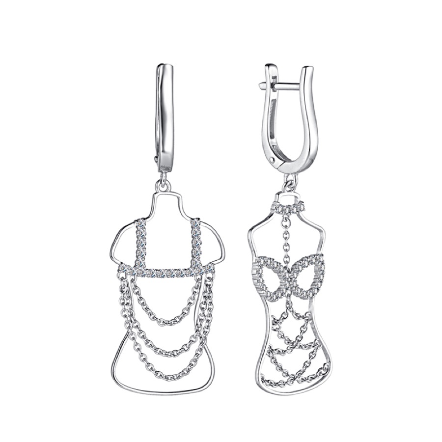 Серьги серебряные женские 925 с фианитами