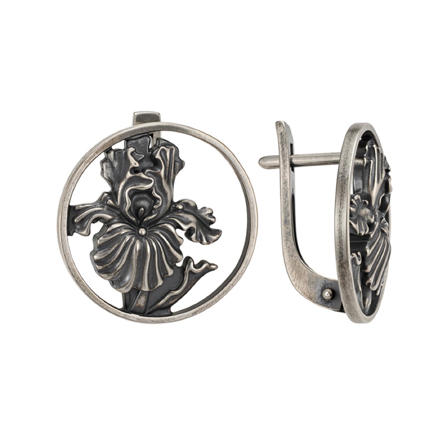 Серьги серебряные женские 925 чернёные