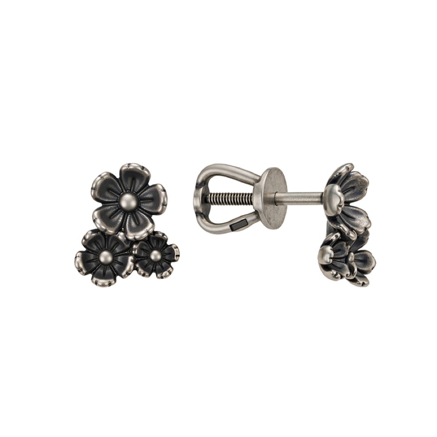 Серьги серебряные женские 925 чернёные