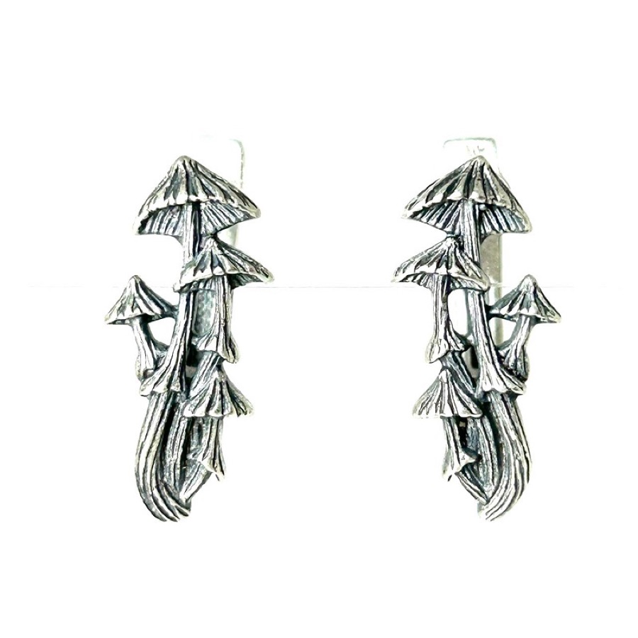 Серьги серебряные женские 925 чернёные