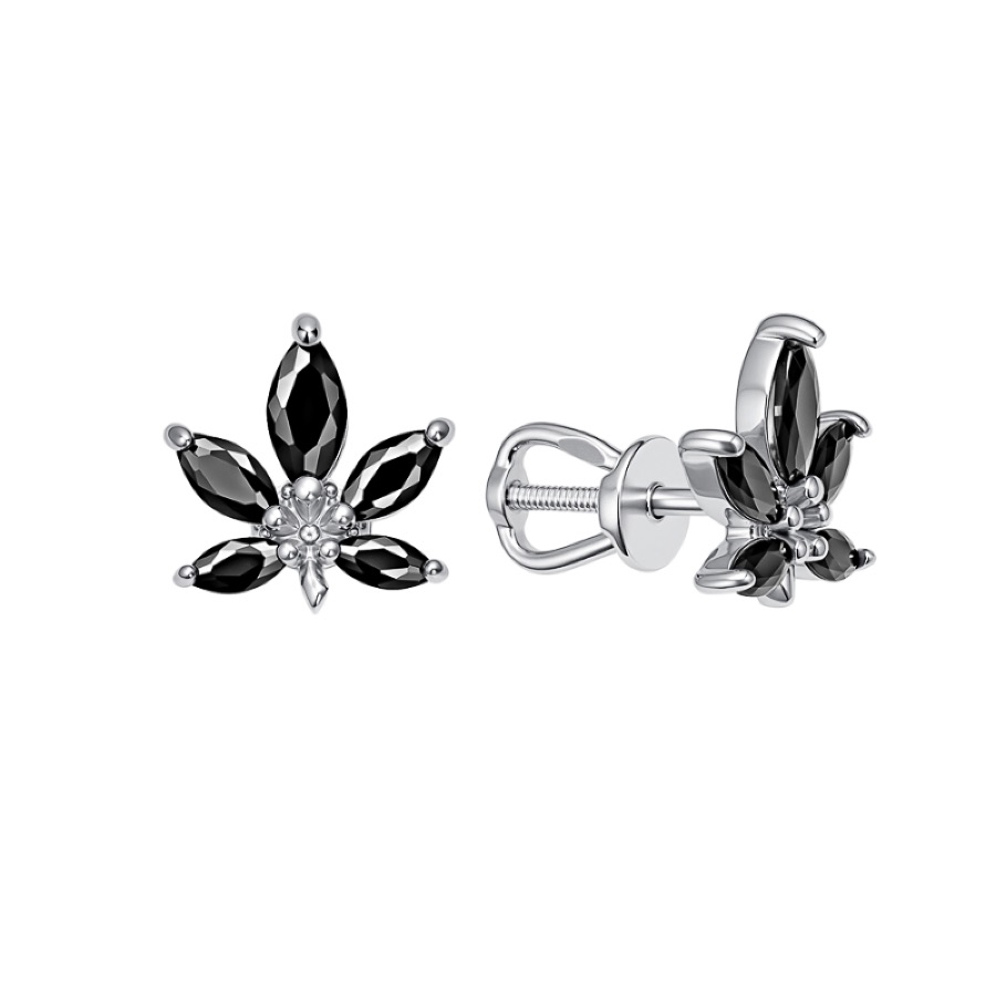 Серьги серебряные женские 925 с фианитами гвоздики