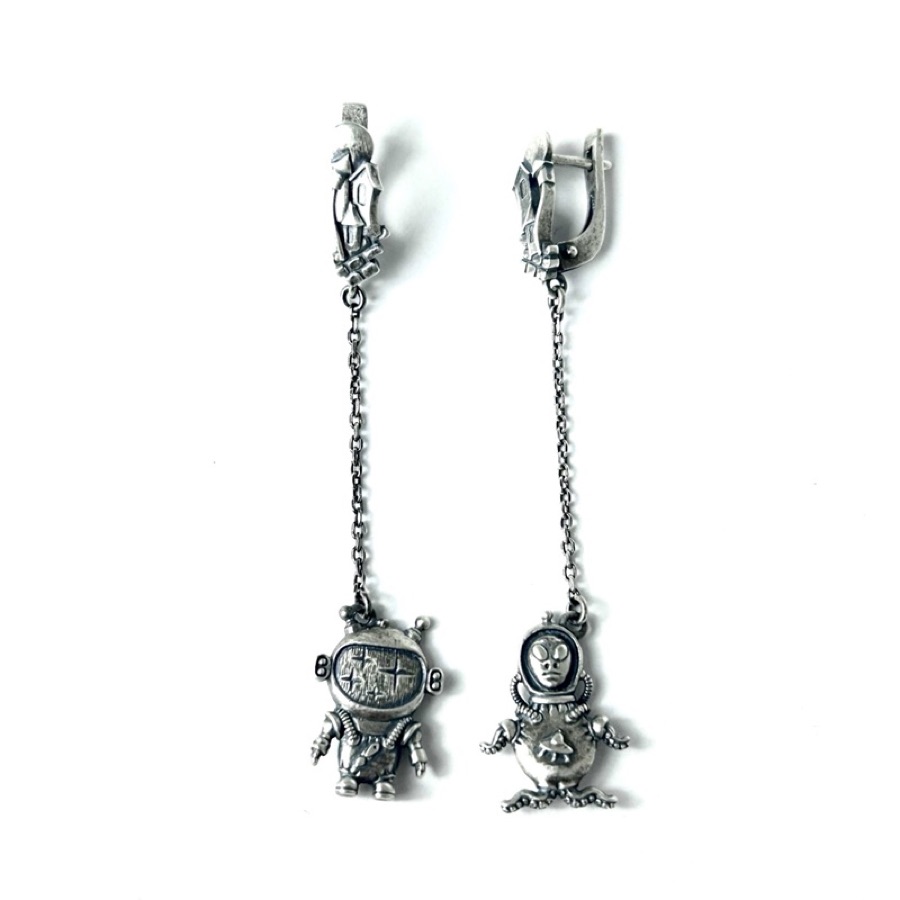 Серьги серебряные женские 925 чернёные