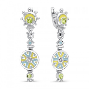 Серьги прялки с хризолитами коллекция Маруся 229613Т-4