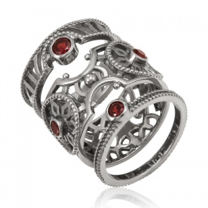 Набор колец женских серебро с гаранатом 129610-5