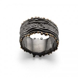 Стильное кольцо с необычной фактурной поверхностью 142781-1-6
