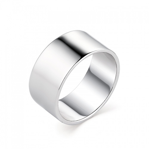 Стильное широкое гладкое серебряное кольцо 127432-1