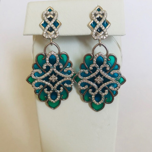 Серьги с подвесами Эффектный ажур 228540-4-0