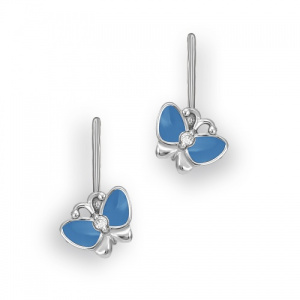 Детские серьги синие Бабочки 225491-7