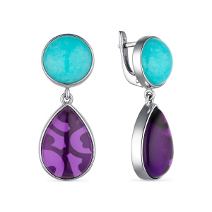 Серьги с Амазонитоами и Аметистами 228377-2-8