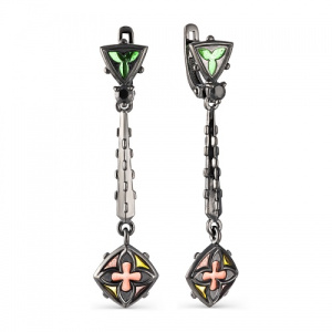 Серьги из коллекции Готика с витражной эмалью 240147-3-1