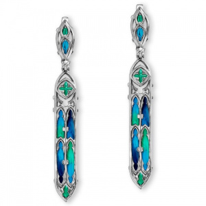 Серьги Готика с топазами и витражными подвесами 240143А-2-0