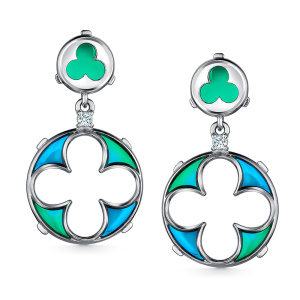 Серьги Готика с топазами и круглыми витражами 240144-2-0