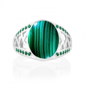 Кольцо - перстень с малахитом 122230-3