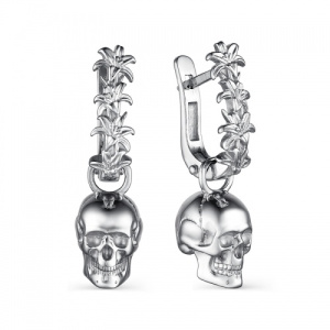 Серьги 243341а-0 Черепа и Лилии