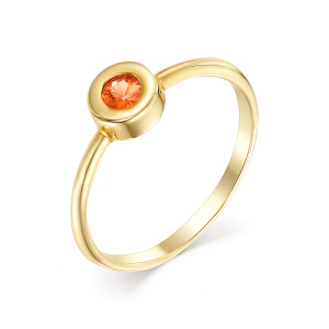 Лаконичное кольцо из желтого золота с оранжевым сапфиром 116823-3-2 №13 1