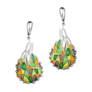 Серьги 223182-1 с витражной эмалью