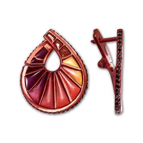 Серьги 229043-5 с витражной эмалью