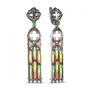Серьги Готика с витражными подвесами 240142А-3-1