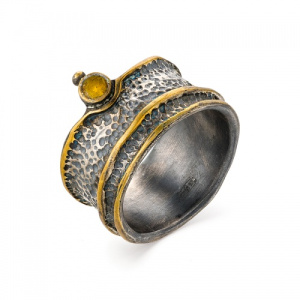 Стильное широкое кольцо с необычной фактурной поверхностью 142784-2-7