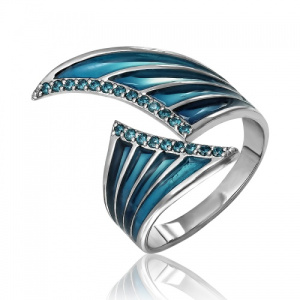 Стильное кольцо с витражной эмалью 129041-4-0
