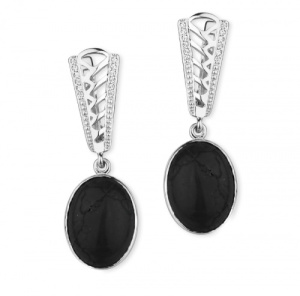 Серьги с подвесами из оникса 222230-1