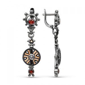 Серьги прялки с гранатами коллекция Маруся 229613-3