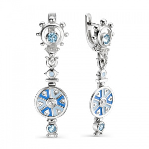 Серьги прялки с топазами swiss коллекция Маруся 229613-2