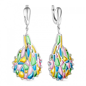 Серьги 223182-5-0  с витражной эмалью