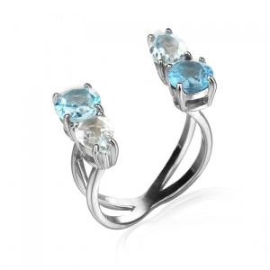 Разъемное кольцо с топазами sky и swiss 129014-2