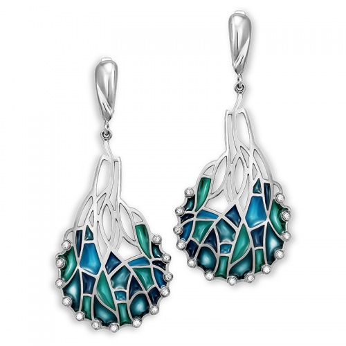 Серьги 223182-3  с витражной эмалью