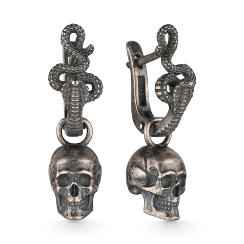 Серьги 243344а-7 Черепа и Змеи