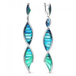 Серьги 229042-8-0 с витражной эмалью