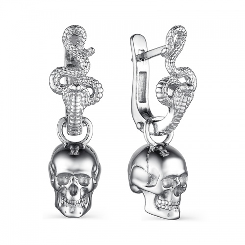 Серьги 243344аТ-0 Черепа и Змеи