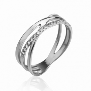 Кольцо с бесцветными вставками 120140-11