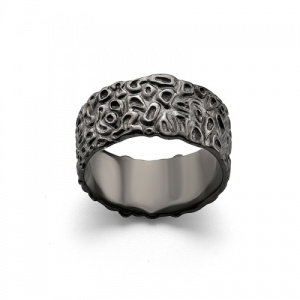 Стильное кольцо с необычной фактурной поверхностью 142773-1