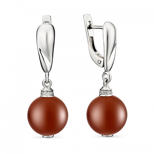 Серьги 225640-13 с подвесами из Сердолика