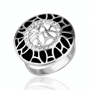 Кольцо с черной эмалью Мозаика 122511А-2