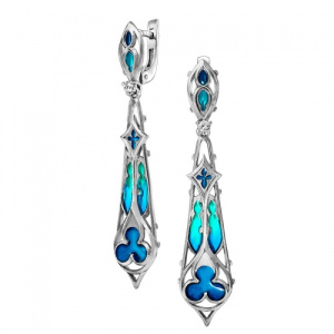 Серьги Готика с топазами и изящными витражами 240145-2-0