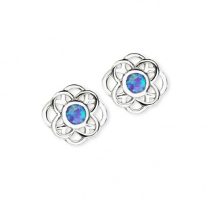 Серьги - пусеты с опалами ажур 222560А-1