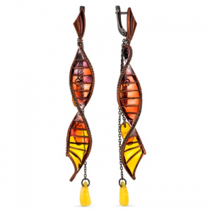 Серьги 229042Я-5 с витражной эмалью